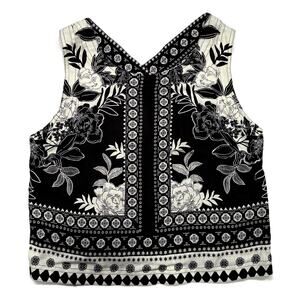 Rose + Olive NWT Sleeveless Black & White floral Top Size Medium